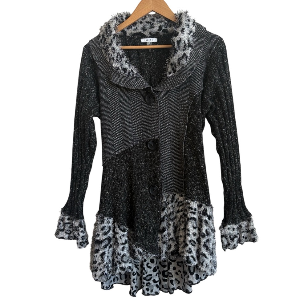 Sioni Patchwork Animal Print Jacket Cardigan Swea… - image 1